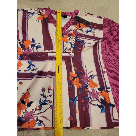 NWT HSN C Wonder Christian Siriano Floral Blouse V Neck Top Very Oversized-XS/S - Picture 7 of 10